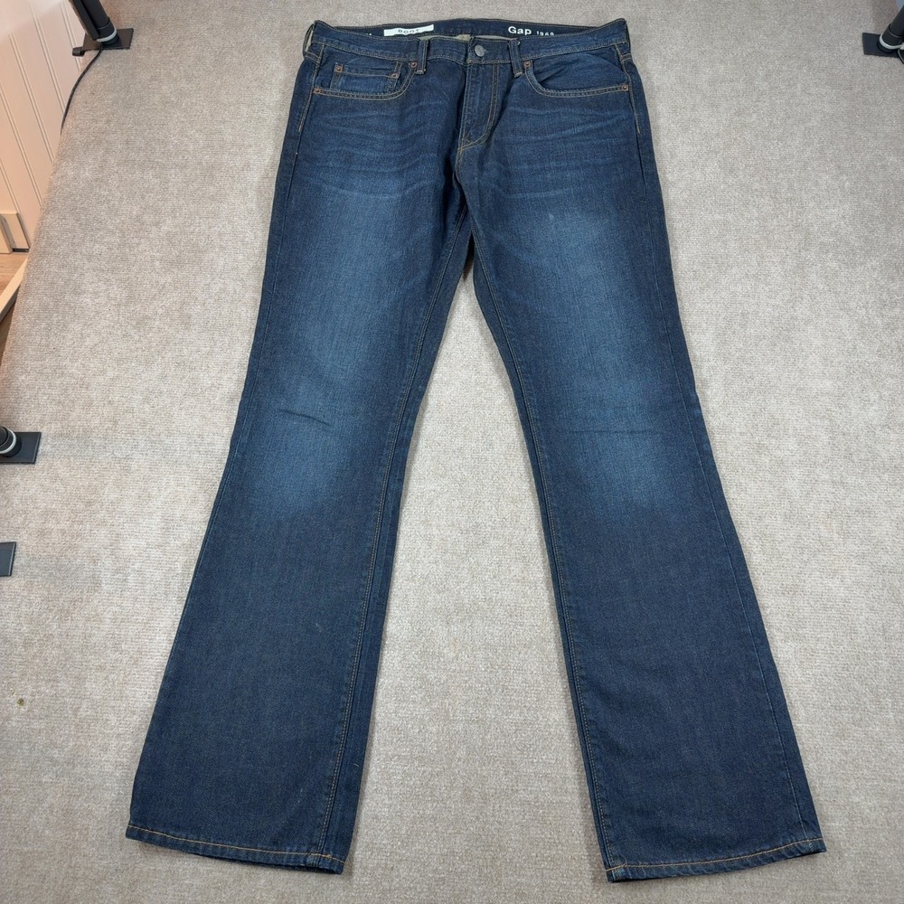 Gap 1969 Jeans Mens Sz 34x34 Blue Boot Cut Western Cowboy Faded